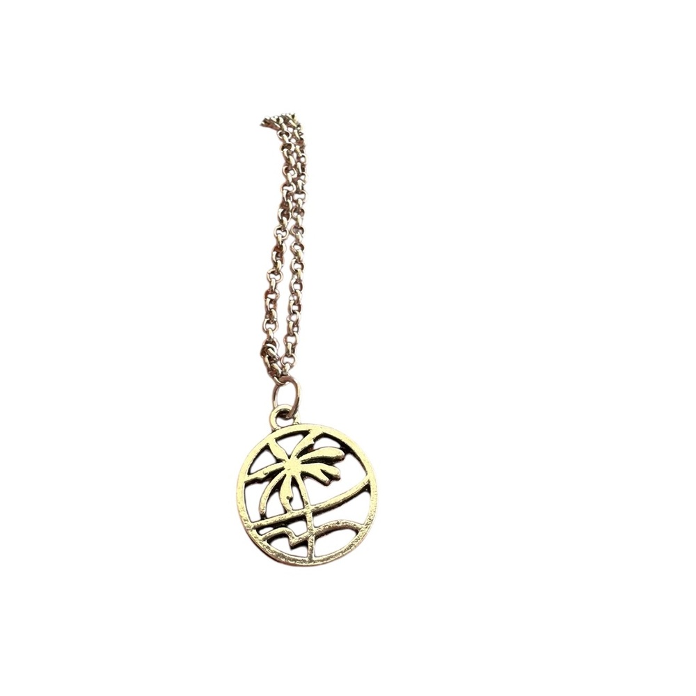 Silver Anklet with Palm Tree Dangle Accent